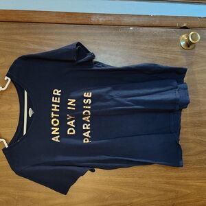 Navy Graphic Tee with Gold Lettering